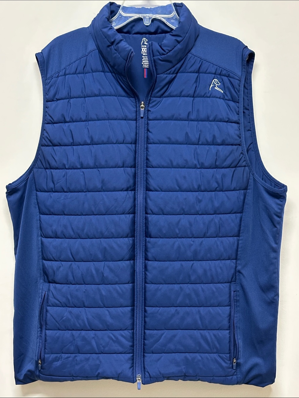 New Rhoback Blue Quilted Men’s Vest Logo USA Flag size XXXL